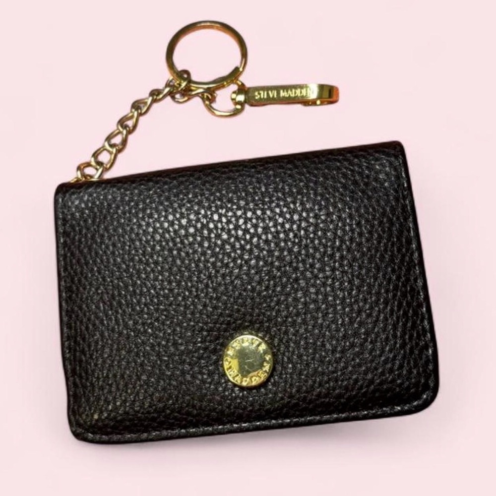 Steve Madden Wallet with Gold Keychain Black